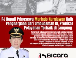 PJ Bupati Pringsewu Marindo Kurniawan Raih Penghargaan Dari Ombudsman RI, Predikat Pelayanan Terbaik Di Lampung