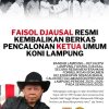 Faisol Djausal Resmi Kembalikan Berkas Pencalonan Ketua KONI Lampung