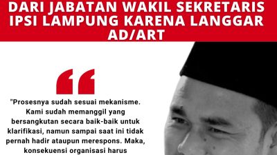 Edi Purnomo Diberhentikan dari Jabatan Wakil Sekretaris IPSI Lampung karena Langgar AD/ART