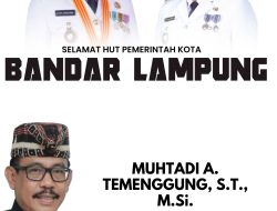 Kepala Dinas DPMPTSP Pemkot Bandar Lampung, MUHTADI A. TEMENGGUNG, S.T., M.Si. Mengucapkan Selamat HUT Bandar Lampung