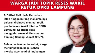 Wakil Ketua DPRD Lampung Kostiana Mendengar Curhatan Warga, Mulai Dari Jalan Rusak Hingga Banjir