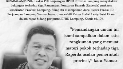 Fraksi PDIP Dukung Tiga Raperda Prakasa Pemprov Lampung