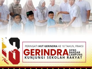 Peringati HUT Gerindra ke-18 Tahun, Fraksi Gerindra DPRD Bandar Lampung Kunjung Sekolah Rakyat