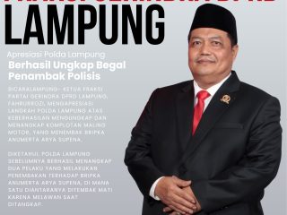 Ketua Fraksi Gerindra DPRD Lampung Apresiasi Polda Lampung, Berhasil Ungkap Begal Penembak Bripka Arya