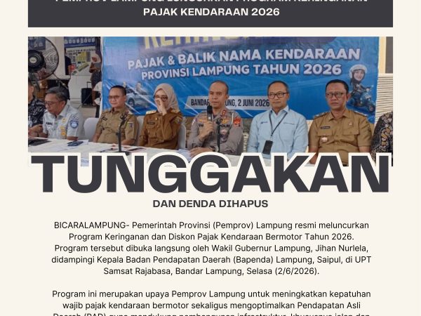 Pemprov Lampung Luncurkan Program Keringanan Pajak Kendaraan 2026, Tunggakan dan Denda Dihapus